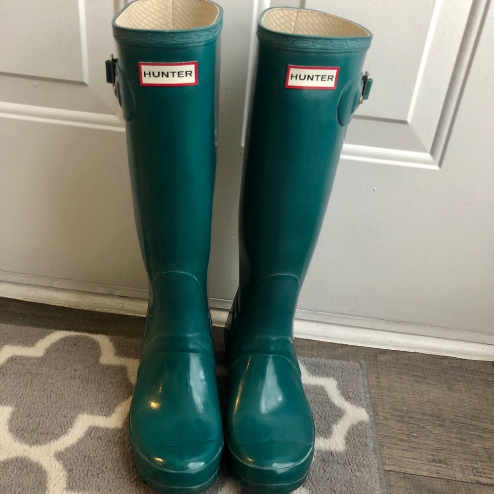 Hunter Rain Boots Blue/ Green